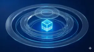 Web集客の即効性を象徴するターゲティングの抽象イメージ｜透明なリングが成果をロックオンする様子