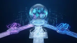 NotebookLM Plusの3つの入手方法を比較するビジュアル。中央の透明な球体から3つの道が伸び、左は個人版（月額2,900円）、中央はWorkspace Starter（月額800円・制限あり）、右はWorkspace Standard（月額1,600円・最高機能）を表現。