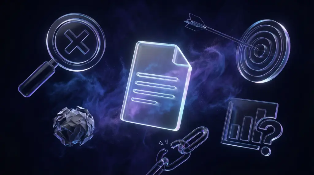 プレスリリースが「意味ない」と言われる5つの理由：①ニュース性の欠如、②ターゲットメディアへの理解不足、③書き方の問題、④配信後のフォローアップ不足、⑤効果測定の基準が不明確。中央のプレスリリースを5つの障害が囲む構図。