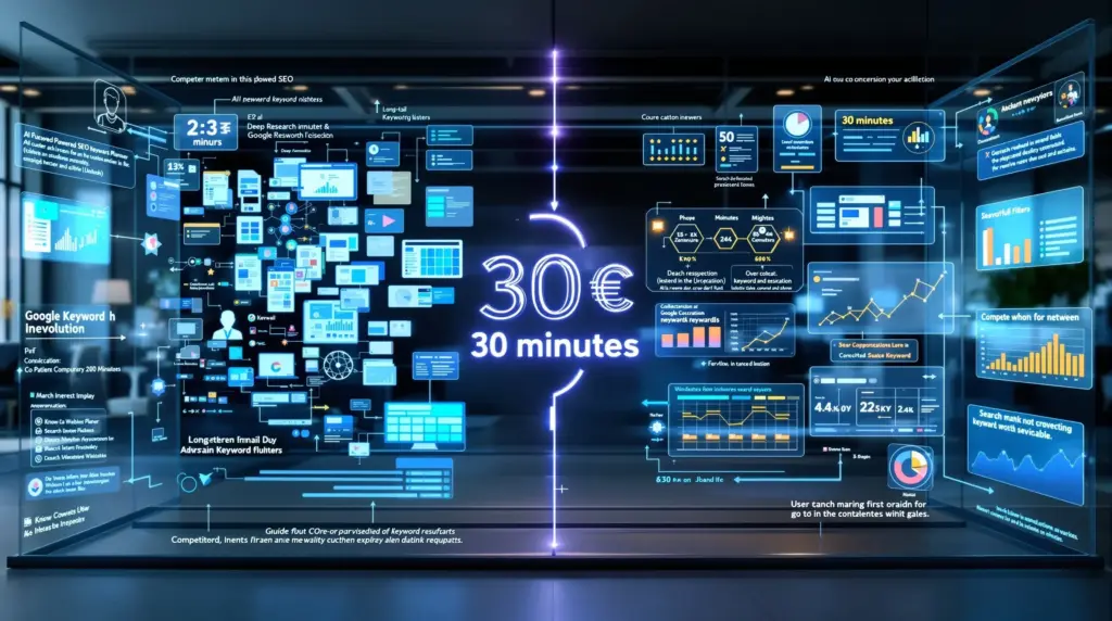 SEOキーワード選定をAIで30分に短縮｜従来3時間の手動作業から脱却する革新的フロー・共起語とロングテール攻略法
