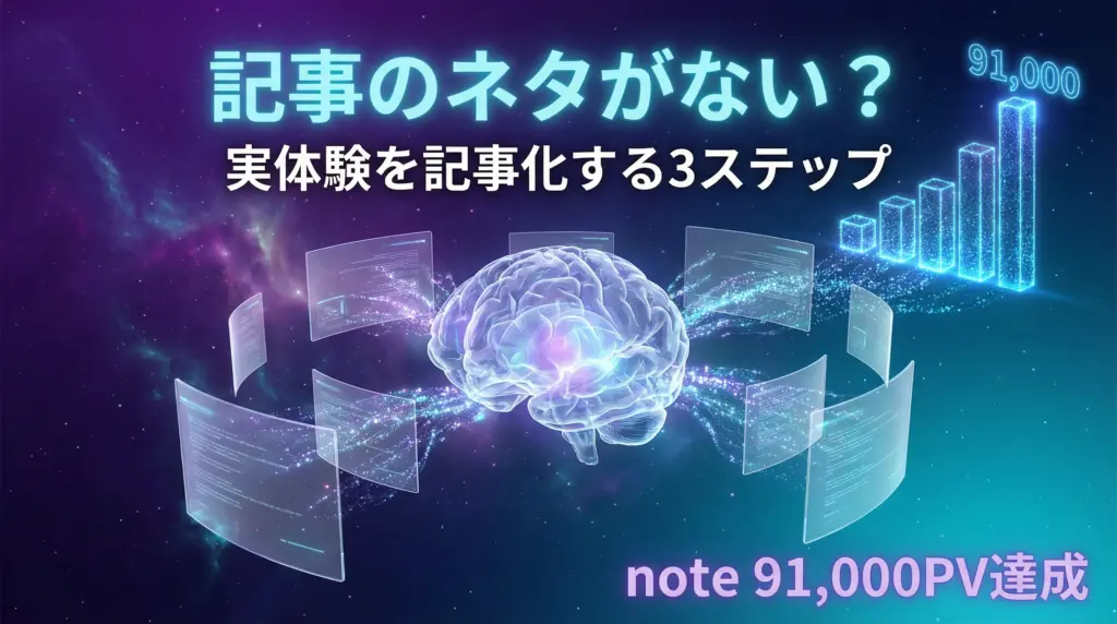 記事のネタがない？実体験を記事化する3ステップ｜note 91,000PV達成
