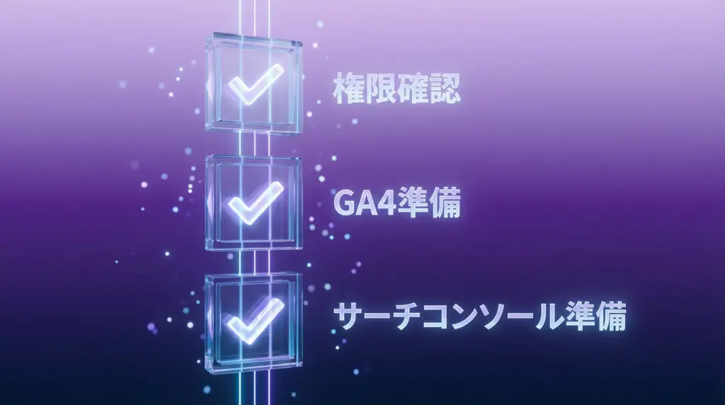 GA4とサーチコンソール連携前の準備チェックリスト|権限確認、GA4準備、サーチコンソール準備