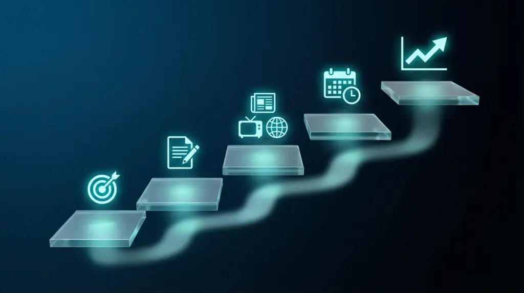 広報活動を今日から始める5つのステップ（目標設定・コンテンツ作成・配信・タイミング・効果測定）