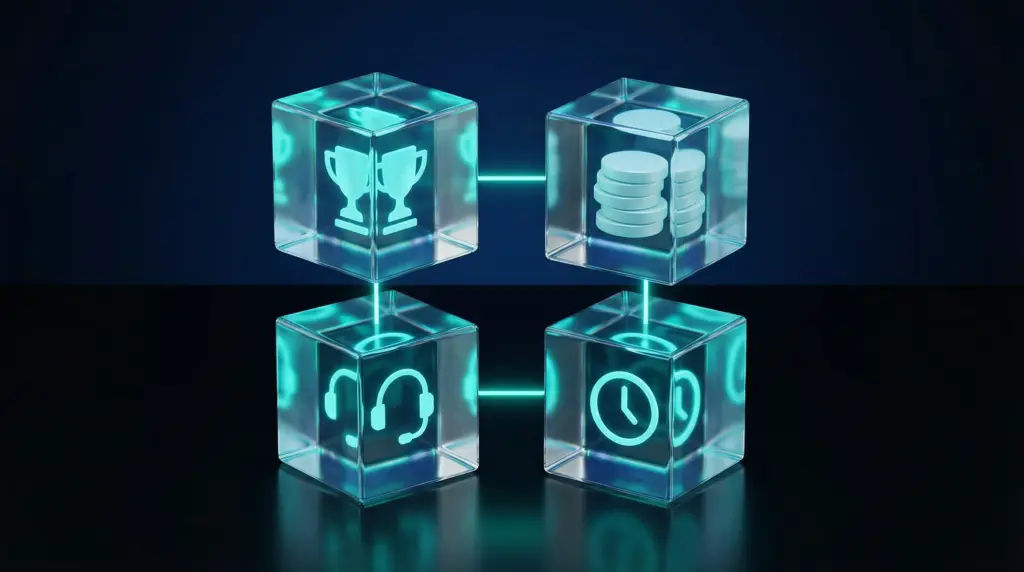 広報外注先の選び方｜品質・コスト・サポート・スピードの4つの選択基準を視覚化