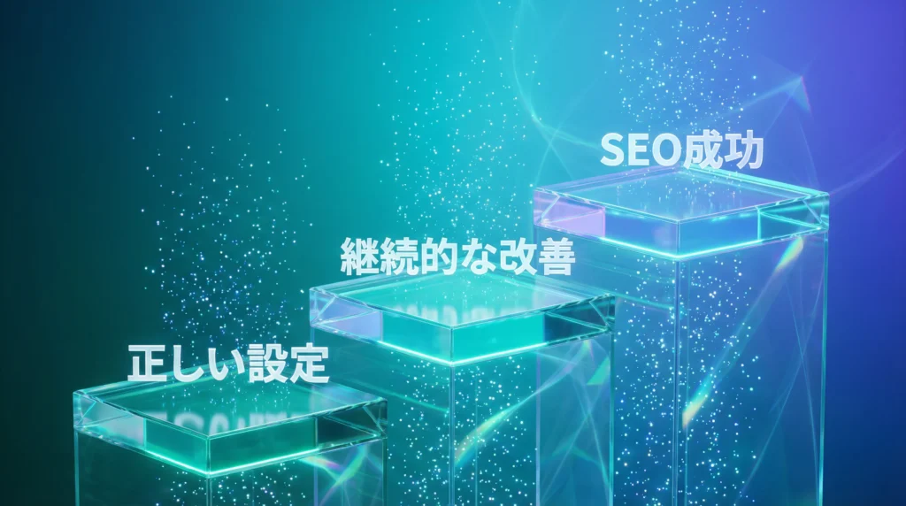Rank Math SEO成功への道筋｜正しい設定 → 継続的な改善 → SEO成功