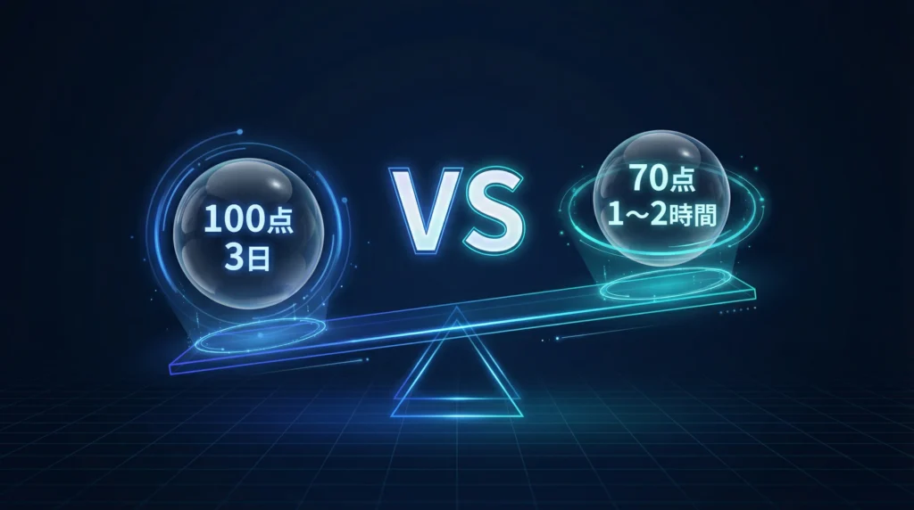 SEO記事の質｜100点3日 vs 70点1〜2時間の効率比較