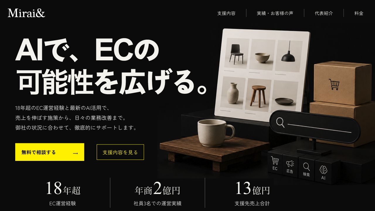 Mirai&公式サイトのリニューアル画面